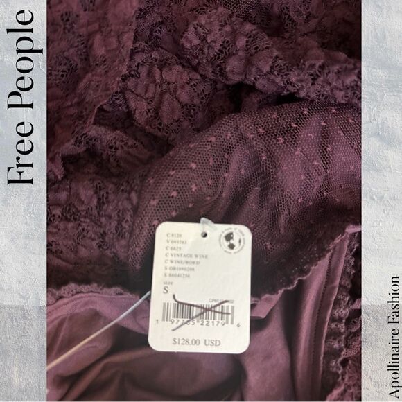 FREE PEOPLE LACE IN LOVE MAXI SKIRT IN VINTAGE WINE NWT SMALL, MEDIUM & LARGE - Picture 6 of 12